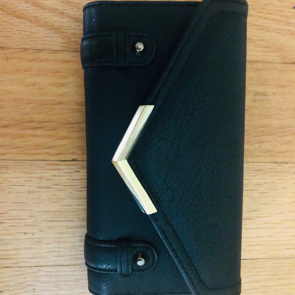 Jessica Simpson Large Black and Gold Wallet